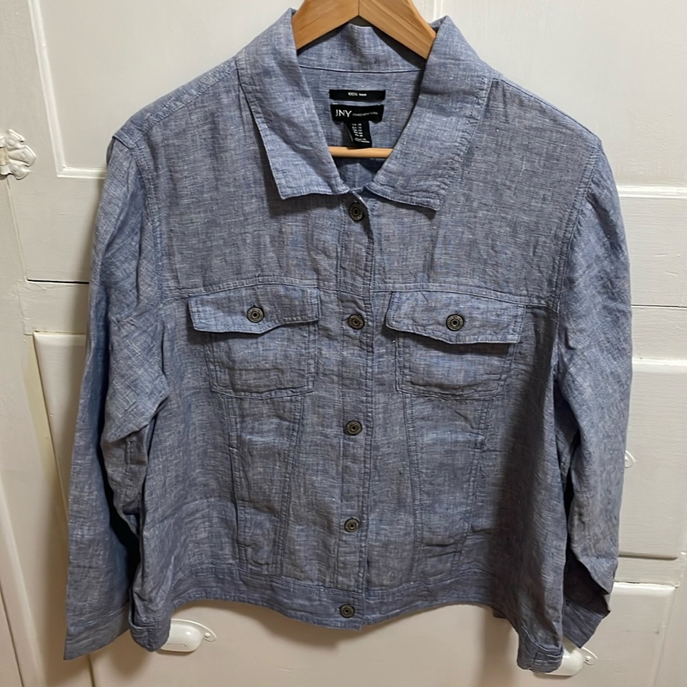 NWT Jones New York 100% Linen Jean Jacket 1X